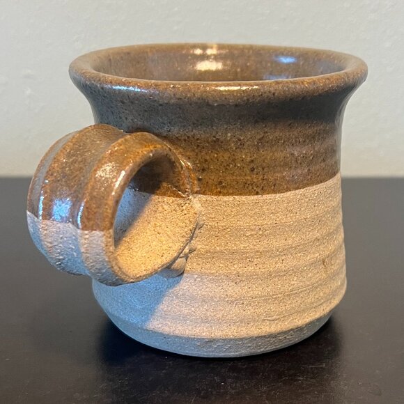 Handcrafted Hand Thrown Studio Art Glazed and Unglazed Ribbed Pottery Mug - Picture 7 of 10